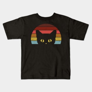 Retro Vintage Sunset Black Cat Funny Gift Kids T-Shirt